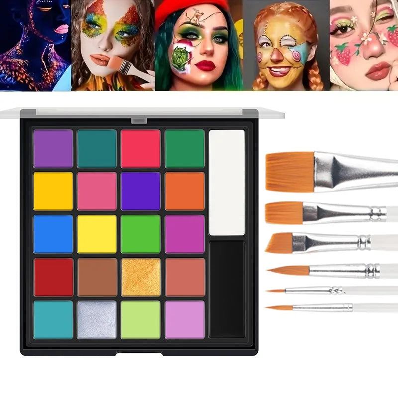 22 Color Face Paint Palette and SFX Makeup Kit Options for Halloween, Cosplay and Stage Costumes, with Brush Bundle Choices for Creative Body Art