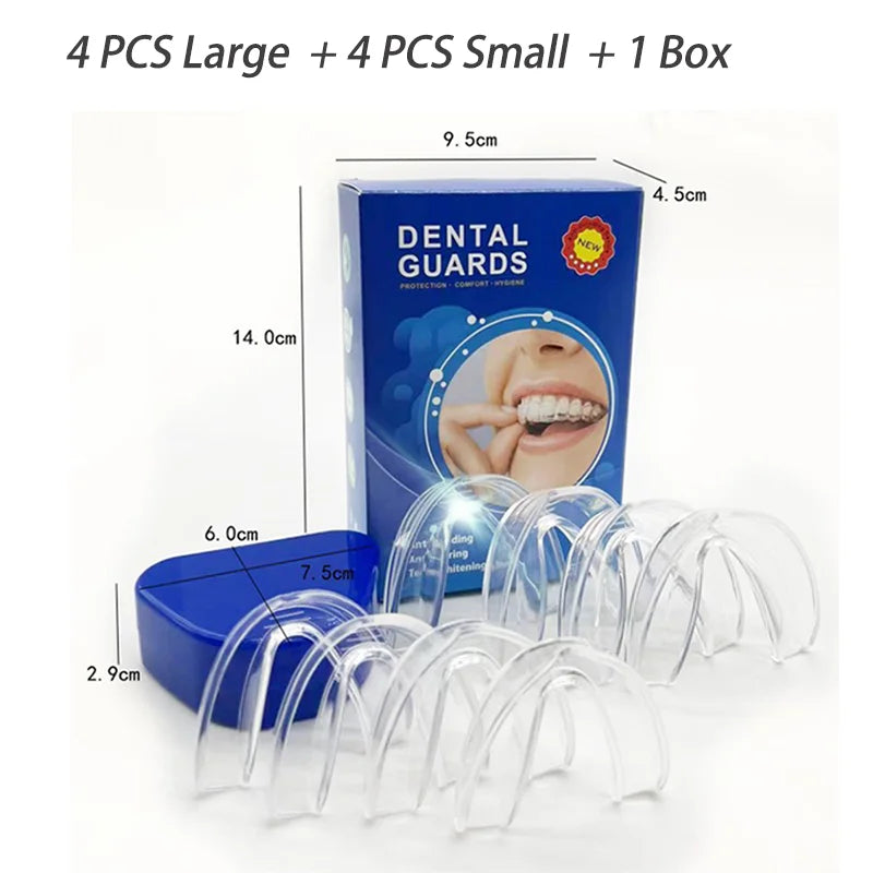 EVA Thermoplastic Dental Trays, Transparent Braces-Style Oral Appliances with Eight A-H Option Labels for Professional Dental Suitability and Fit Review