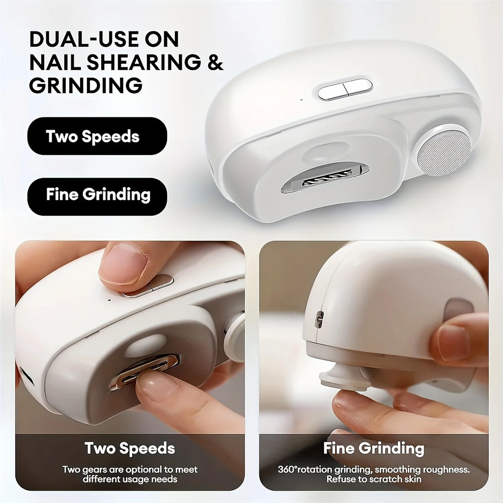 Electric Nail Care Tool Options with Clipper, Polisher and Shaping References, White, Pink or Purple Selections for Adult At-Home Manicure Routines