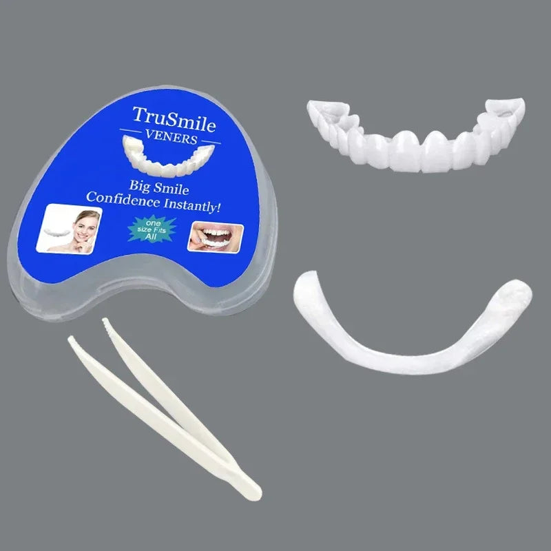 Silicone Denture-Style Teeth Covers with Single-Piece and Bundle Purchase Labels, Temporary Simulated-Teeth Appearance Reference Requiring Professional Fit Review