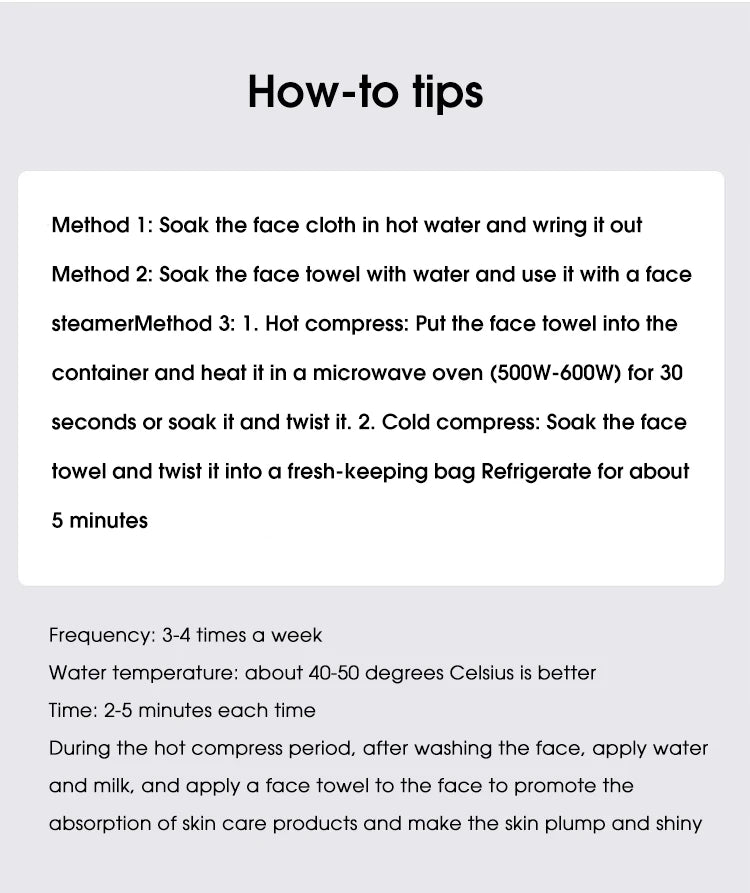 Face Compress Towel with Ear-Hanging Design, Single-Hole or Three-Hole Facial Cloth Options for Instruction-Guided Warm or Cool Wet Skincare Routines