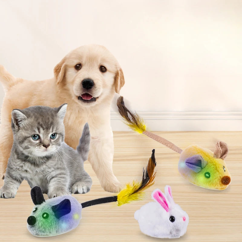 Electric Mouse Cat Toy with Touch-Sensing Wording, Grey, Yellow or Blue Rat Colors and Rechargeable, Remote-Controlled or XXL Labels for Indoor Pet Play