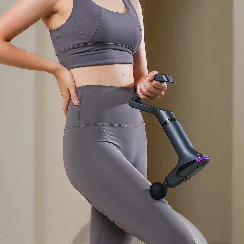 Long-Handle Massage Gun in Dark Gray with 1500mAh Battery, Type-C Charging and Listed 2600–3300rpm Motor Speed for Adult Personal Massage Routines