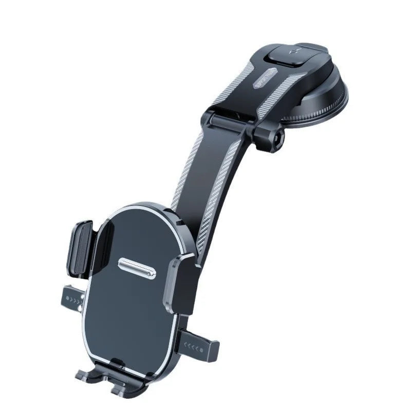 Dashboard Car Phone Holder with Pressure-Locking Suction Cup, 360-Degree Rotation and Quick-Release Clamp for Navigation in Three Black Style Options