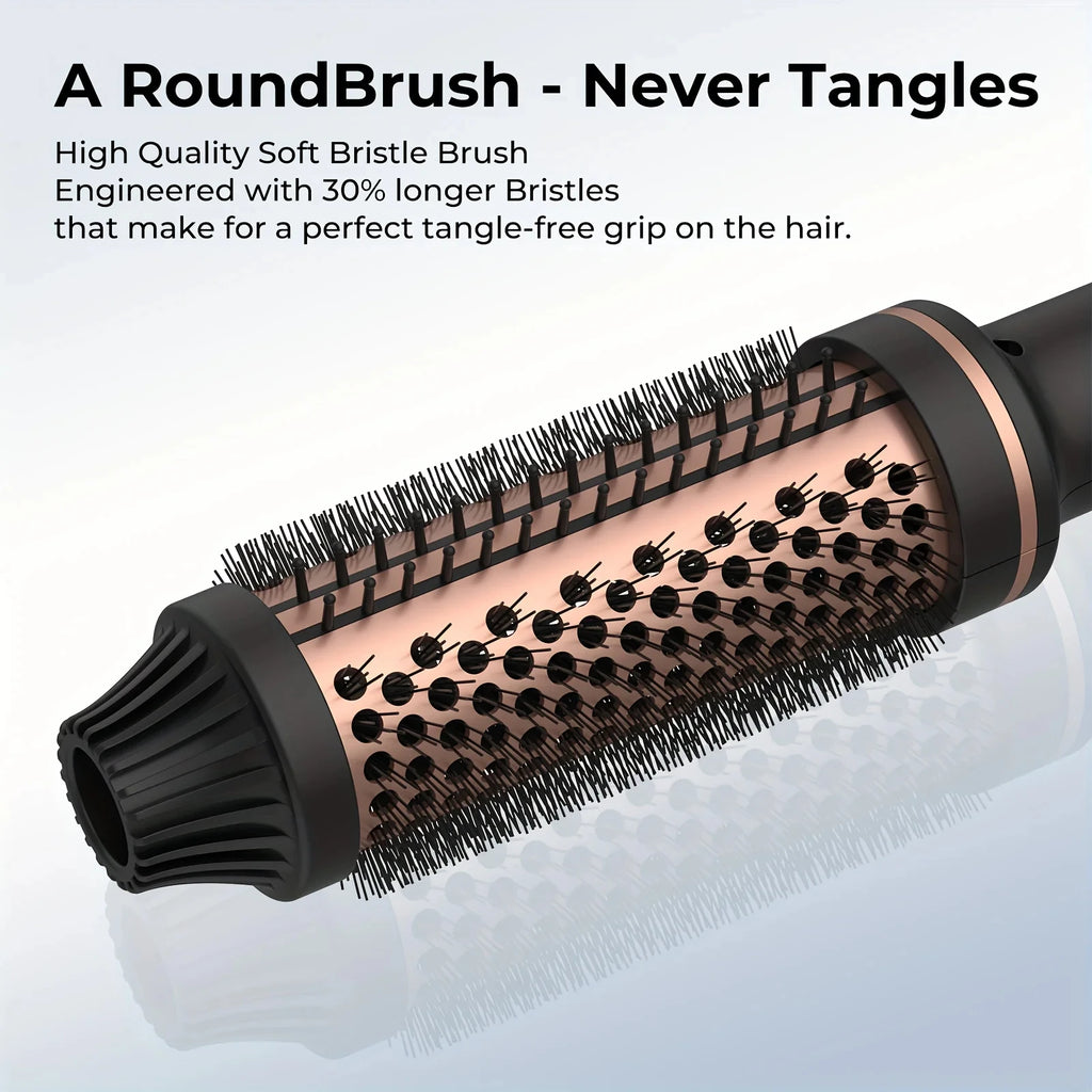 Heated Curling Brush with LCD Display and Listed 60-Minute Auto-Off, Black or Pink Thermal Hair Styler with Four Regional Plug Choices and No Hot-Air Function