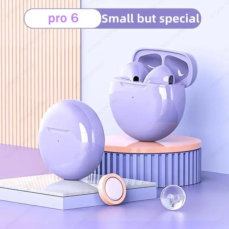 Pro 6 TWS Wireless Earphones with Microphone, Touch Controls and Charging Case, Listed Bluetooth 5 Stereo Earbuds with Independent Left or Right Use in Seven Colors