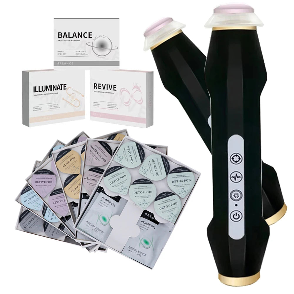 CO2 Facial Pod Kit with Capsule, Serum and Gel References, Seven Numbered Type Options for Bubble Facial Device Consumable Selection and Adult Beauty Routines
