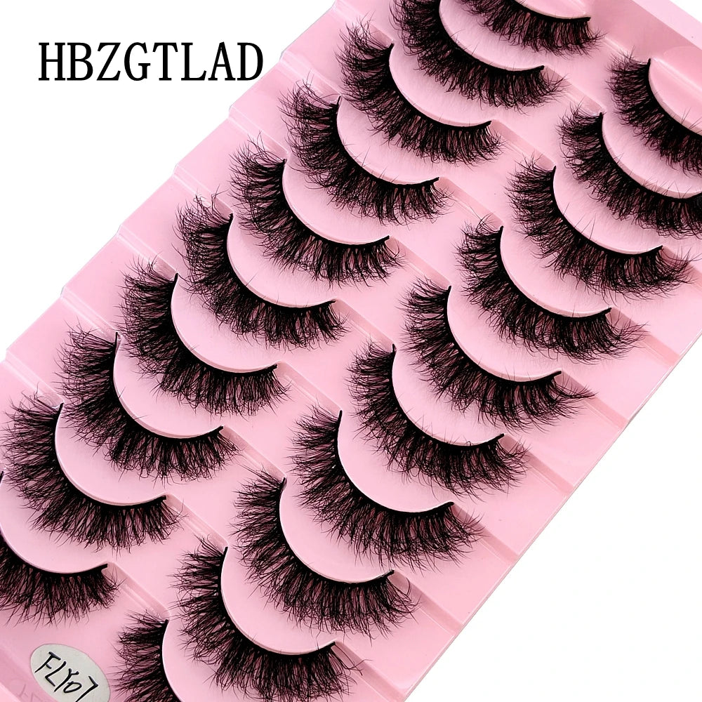 Faux Mink Strip Eyelashes in Ten-Pair Style Options, Synthetic Lash Fibers with Black Cotton Band Reference and Eighteen Codes for Everyday or Occasion Makeup