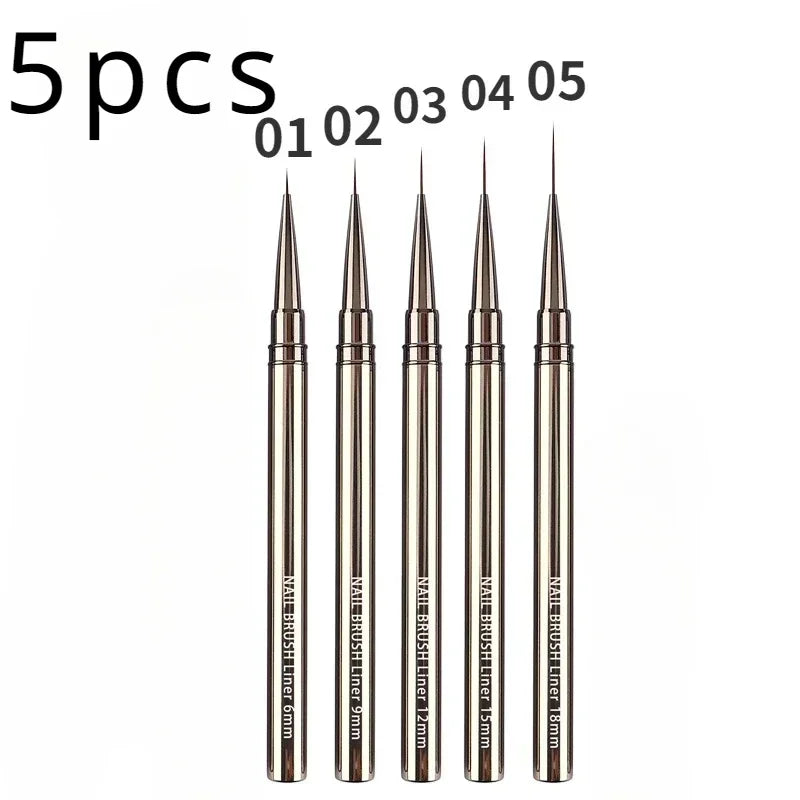 Nail Art Striping Brushes for Fine Lines and Detail Painting, 6–25mm Listed Liner Sizes with Individual and Set Options for DIY Manicure Designs