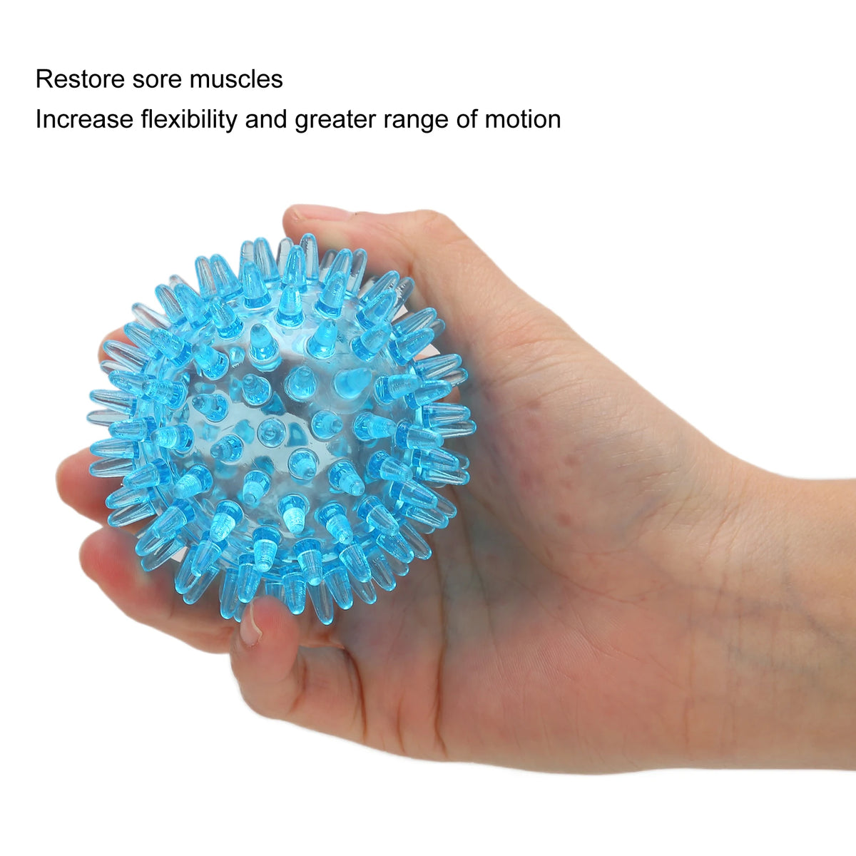 Spiky Hand Grip Ball with Hollow Soft TPR Construction and Transparent Finish Reference, Single-Piece Squeeze and Manual Massage Accessory for Adults