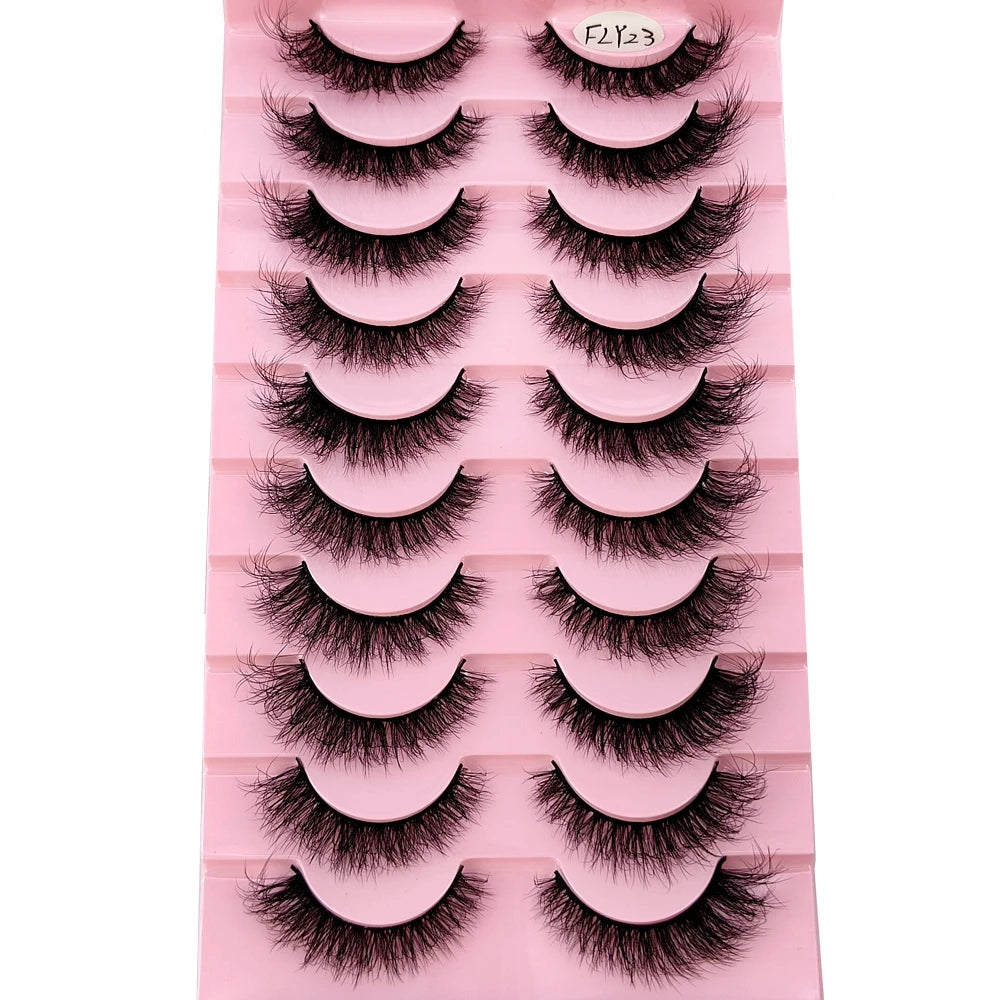 Faux Mink Strip Eyelashes in Ten-Pair Style Options, Synthetic Lash Fibers with Black Cotton Band Reference and Eighteen Codes for Everyday or Occasion Makeup