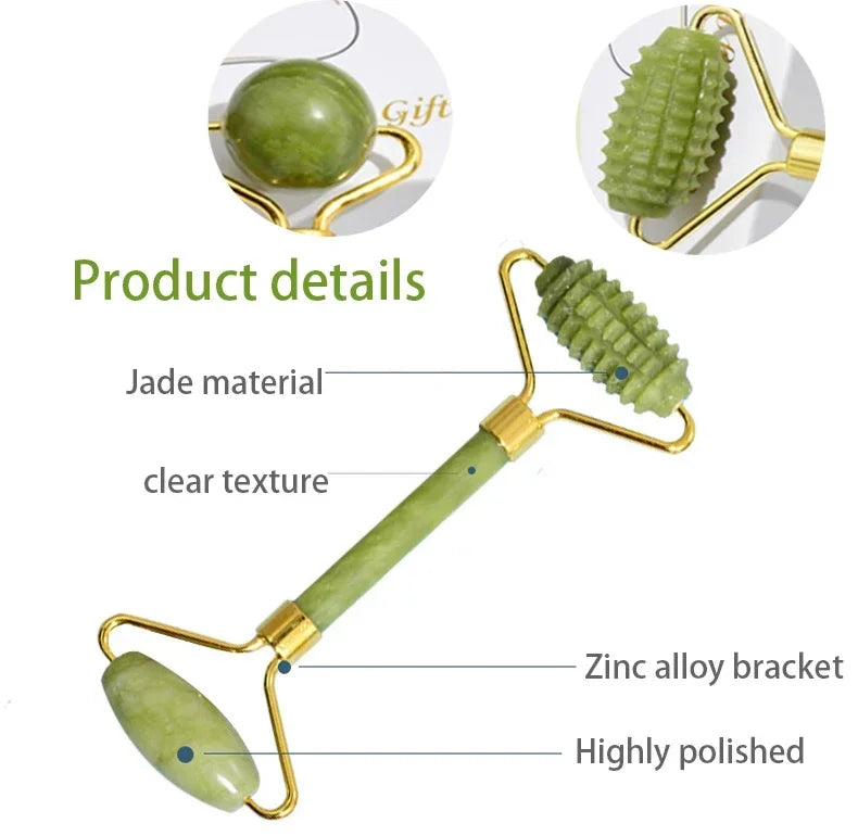 Jade Roller and Gua Sha Tool Options for Facial and Neck Massage, Manual Skincare Accessories in Individual Styles and Color-Labeled Sets for Adult Self-Care