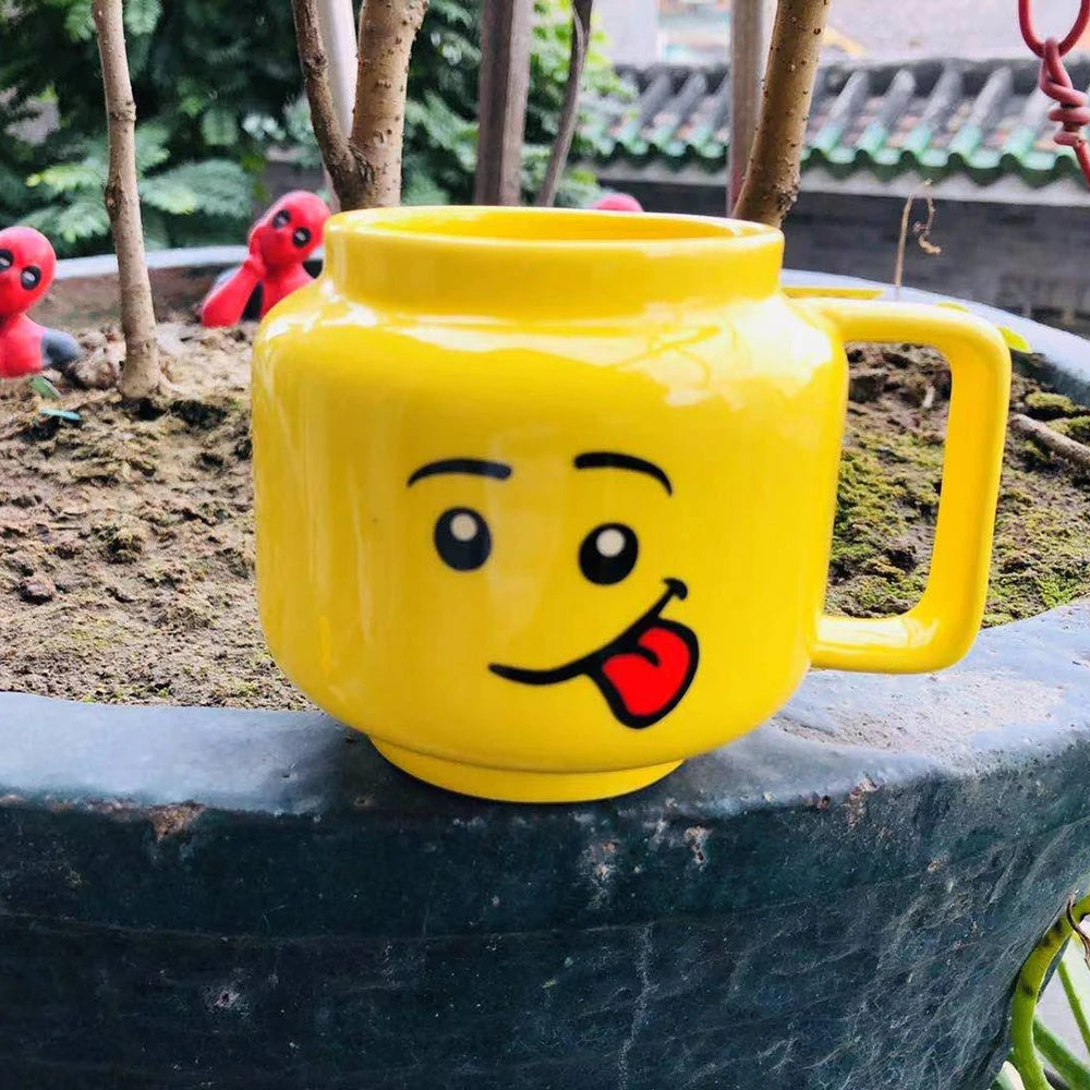 Impish Expression Mug in Porcelain, Single 250ml Cartoon Coffee, Tea and Milk Cup with A-G Design Options and Foam-Lined Box for Friends and Family Gifts