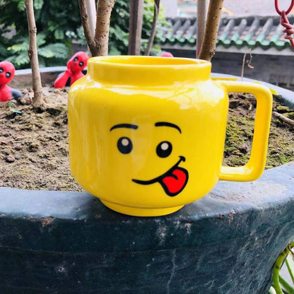 Impish Expression Mug in Porcelain, Single 250ml Cartoon Coffee, Tea and Milk Cup with A-G Design Options and Foam-Lined Box for Friends and Family Gifts