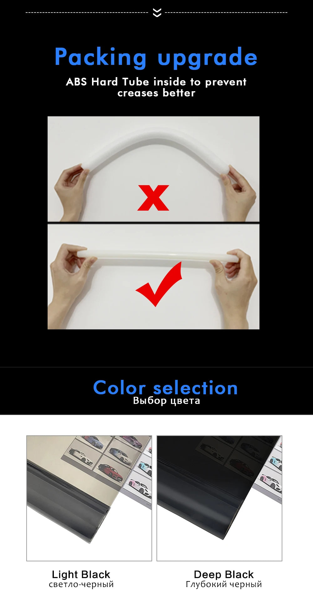Car Headlight Tint Film with Self-Adhesive Vinyl Backing, 50cm x 200cm Sheet in Matte Black, Light Black, Deep Black or Transparent for Lamp Styling Projects