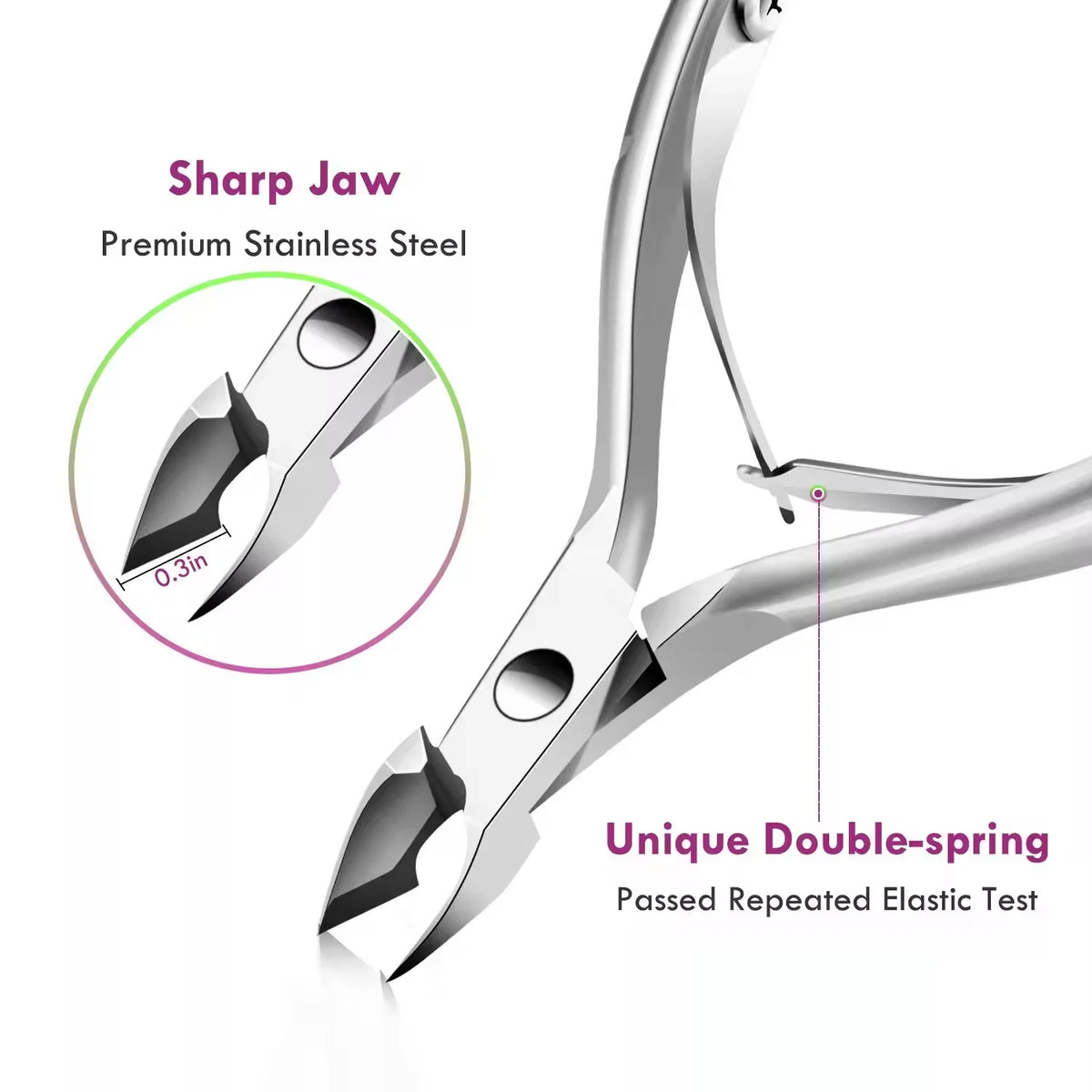 Stainless Steel Cuticle Pliers by LINMANDA, Silver Manual Manicure Tools with 2, 3 or 4-Piece Set Labels and A-D Options for Adult Nail Care