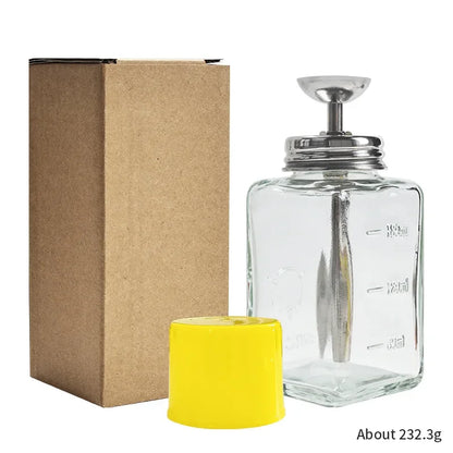 Glass Nail Liquid Pump Bottle 180ml, Empty Press-Top Dispenser for Compatible Manicure Cleansing Liquids and Nail Polish Remover at Home or Salon Stations