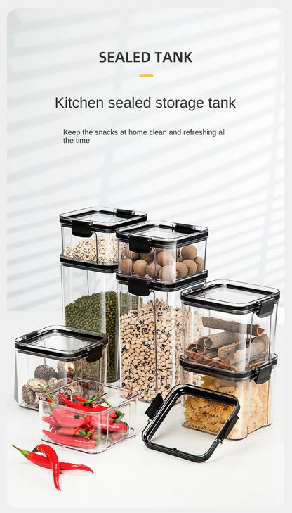 Clear Pantry Storage Jars with White or Black Covers, Five Capacity Options from 460ml to 1800ml and Single-Size Packs or Mixed Five-Size Kitchen Sets