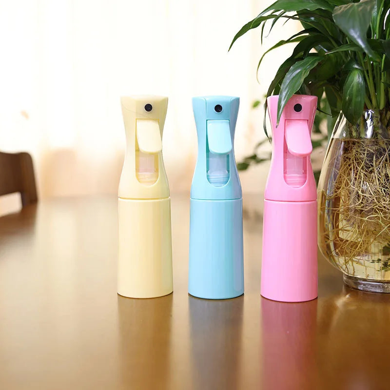 Continuous Spray Bottle with Refillable Fine Mist Design, 200ml, 300ml and 500ml Size Labels and Ten Color Options for Hair Styling, Salon and Garden Routines
