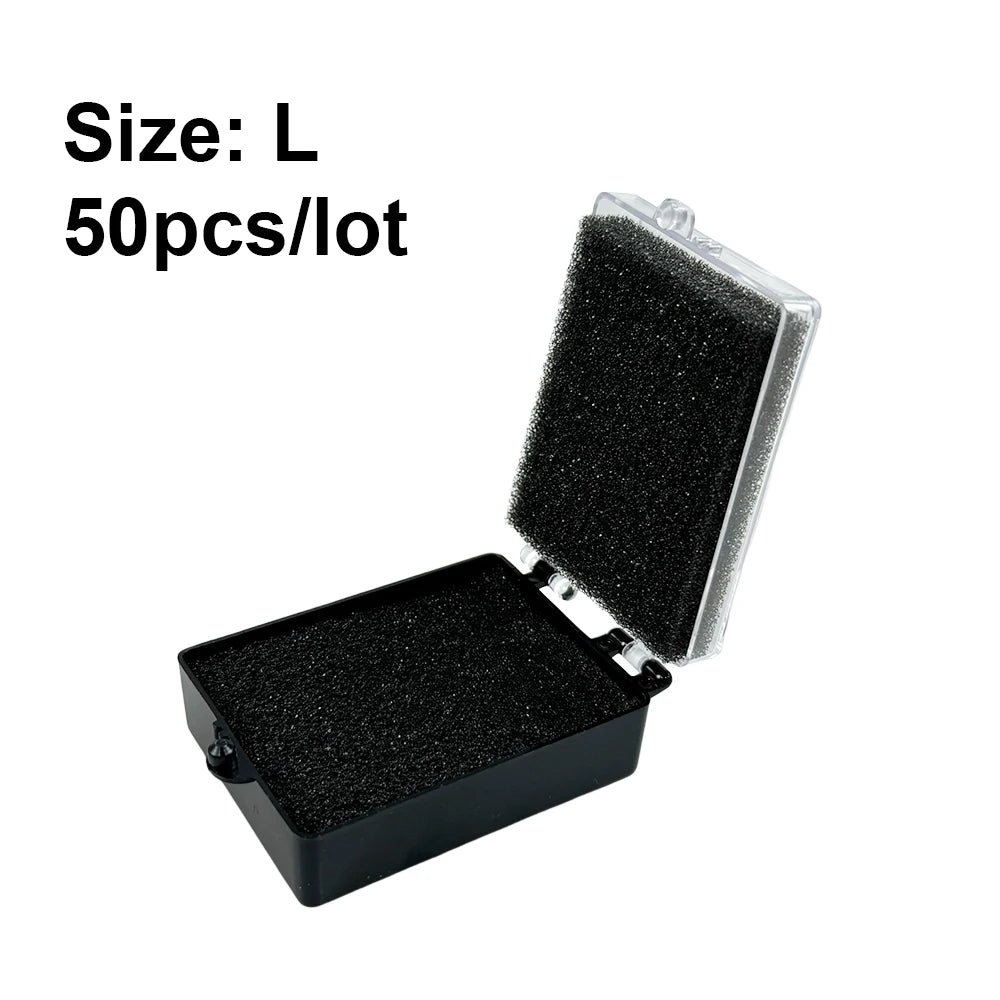 Dental Tooth Storage Boxes 50-Pack with Listed Sponge Inserts, Plastic Cases in Large or Small Black and Blue Options for Compatible Dental Item Organization