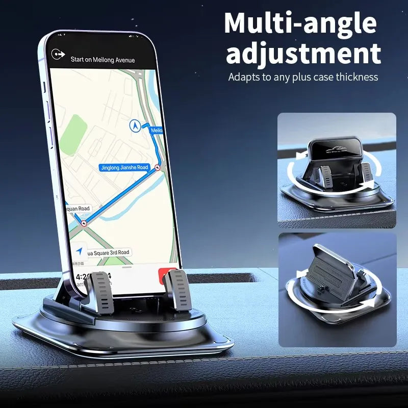 Silicone Dashboard Phone Holder in Black with Anti-Slip Design and 360-Degree Rotation, Car Smartphone Mount for Compatible Devices and Navigation Viewing
