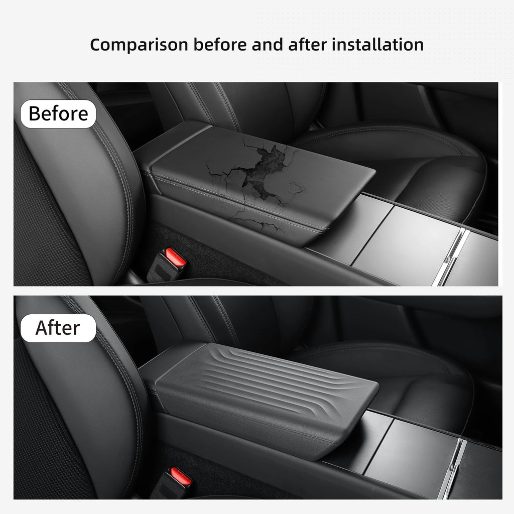 Center Console Armrest Cover with TPE and TPU Material Options, Stripe and Wavy Grain Styling for Select Tesla Model 3 Highland and Model Y Juniper Interiors
