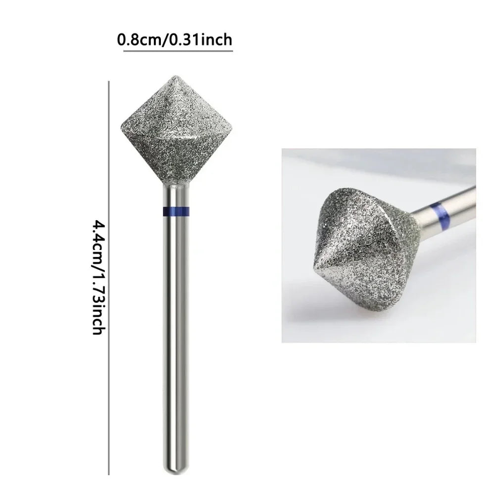 Diamond Cuticle Nail Drill Bit with 3/32-Inch Shank, Single Rotary Manicure Burr in Green or Blue Options for Compatible Electric Nail File Machines