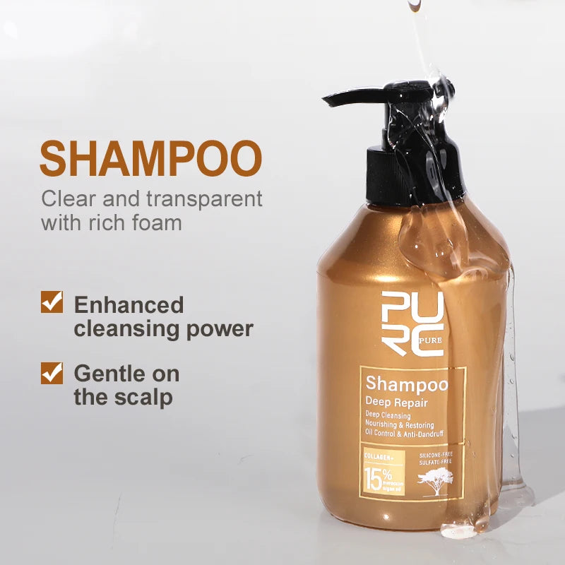 PURC Repair Damaged Hair Treatment  Morocco Argan Oil Amino Acid Keratin Smoothing Sulfate-Free Shampoo Conditioner Set Hair Car