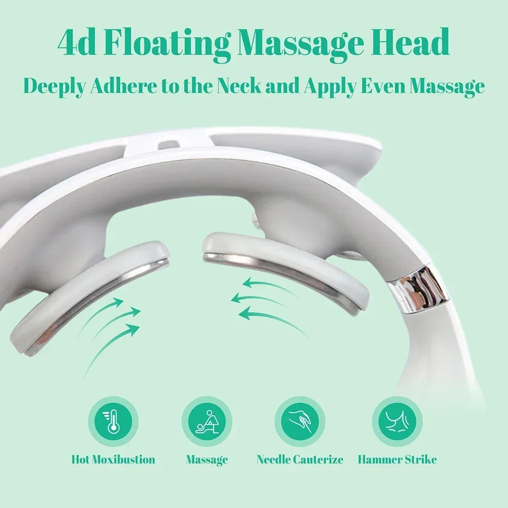 100V JP Plug Neck Massager with Listed USB Rechargeable Design, Four-Head Heating and Adjustable Intensity for Adult Relaxation, Compatibility Check Required