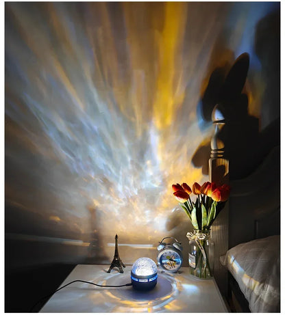 USB Galaxy Projector Light with Starry Sky, Aurora, Water Wave or Crystal Style Options, Decorative Bedroom and Party Lighting with Select Remote Versions