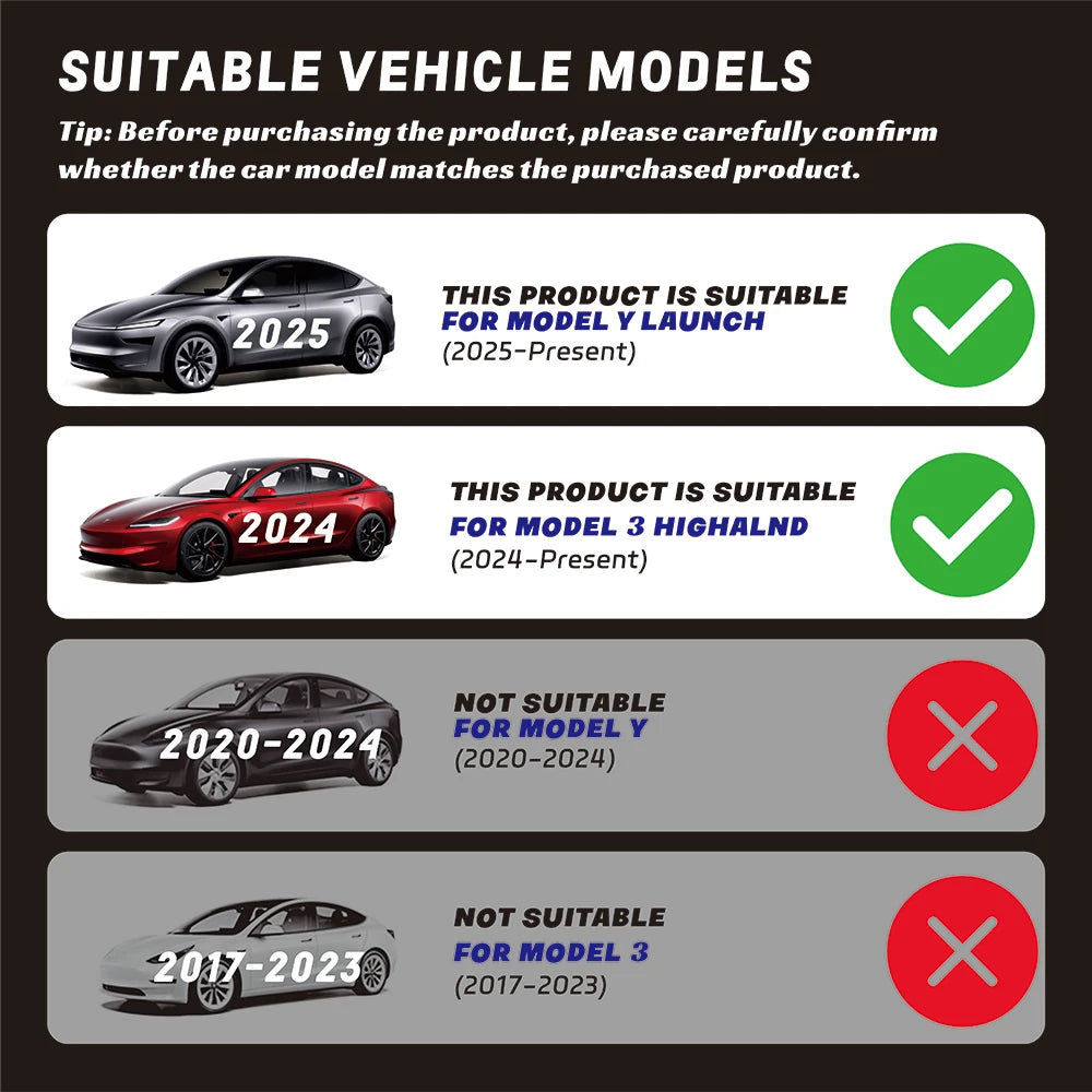 Tesla Console Lid Protector in TPE for Listed 2024 Model 3 Highland and 2025 Model Y Juniper, Soft Armrest Cover in Black or White Interior Options