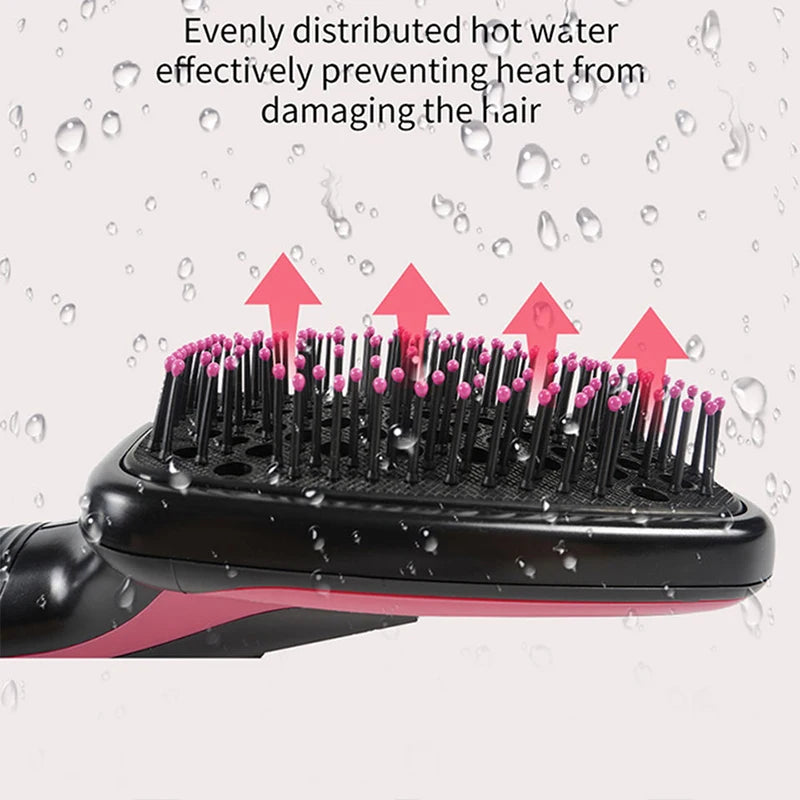 Hot Air Styling Comb, Black Ionic Hair Dryer Brush for At-Home Drying, Straightening and Curling with US 110V and Regional Plug Options