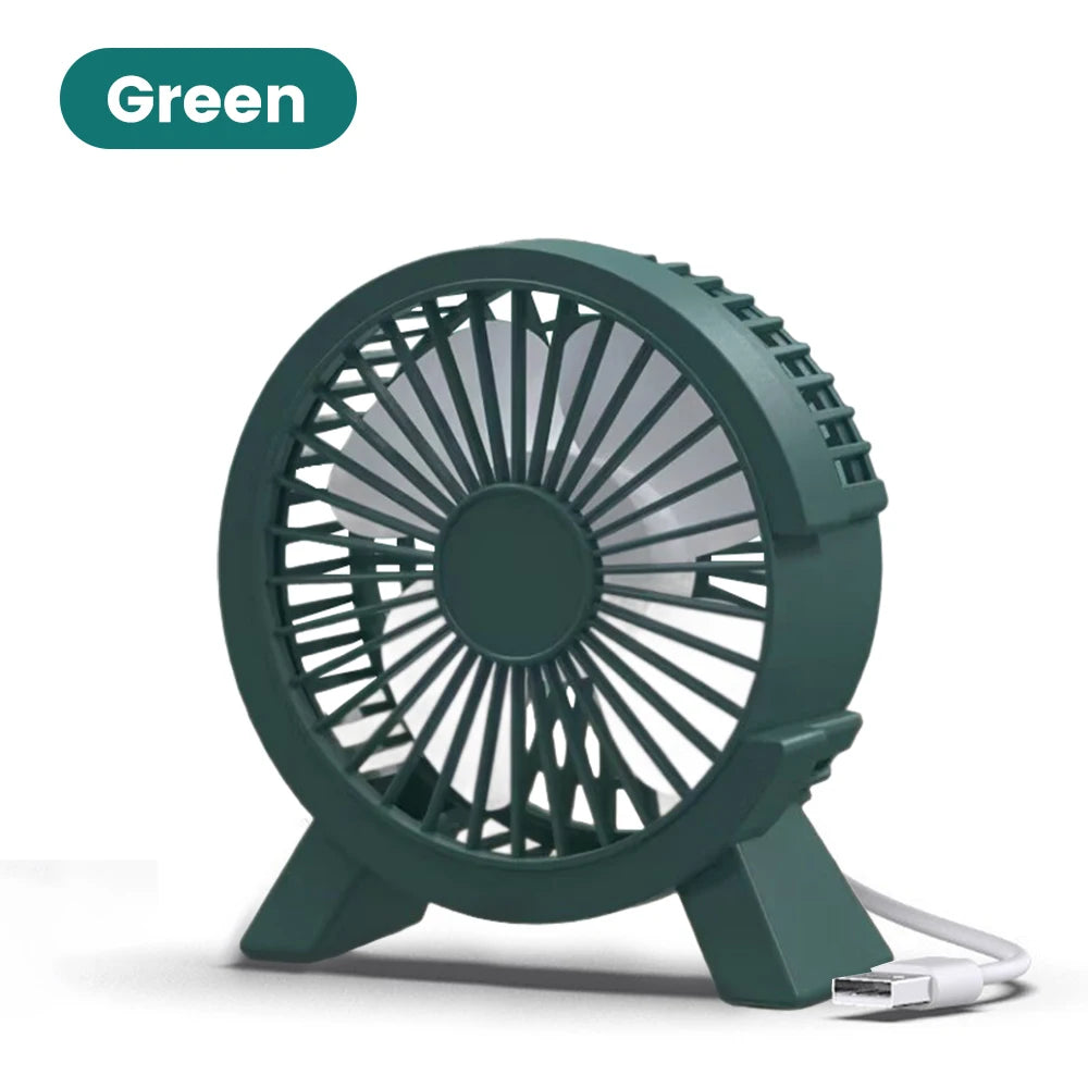 USB Powered Mini Desk Fan for Home Office and Student Study Spaces, Direct-Connection Tabletop Personal Fan in Green, White or Pink