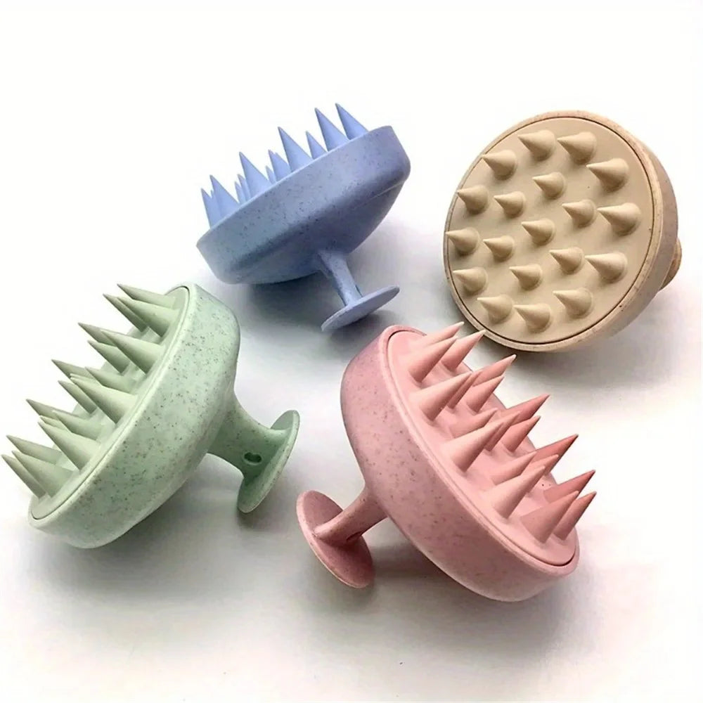 Silicone Shampoo Brush with Manual Scalp Massage Teeth, Approximate 8 x 7cm Hair Washing Tool in White, Green, Pink or Blue for Everyday Shower Hair Care