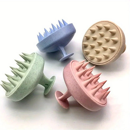 Silicone Shampoo Brush with Manual Scalp Massage Teeth, Approximate 8 x 7cm Hair Washing Tool in White, Green, Pink or Blue for Everyday Shower Hair Care