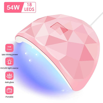 LINMANDA USB UV LED Nail Lamp in Pink with 18 LEDs and 60s or 120s Timer Settings, Compact ABS Gel Curing Tool for Compatible Fingernail and Toenail Products