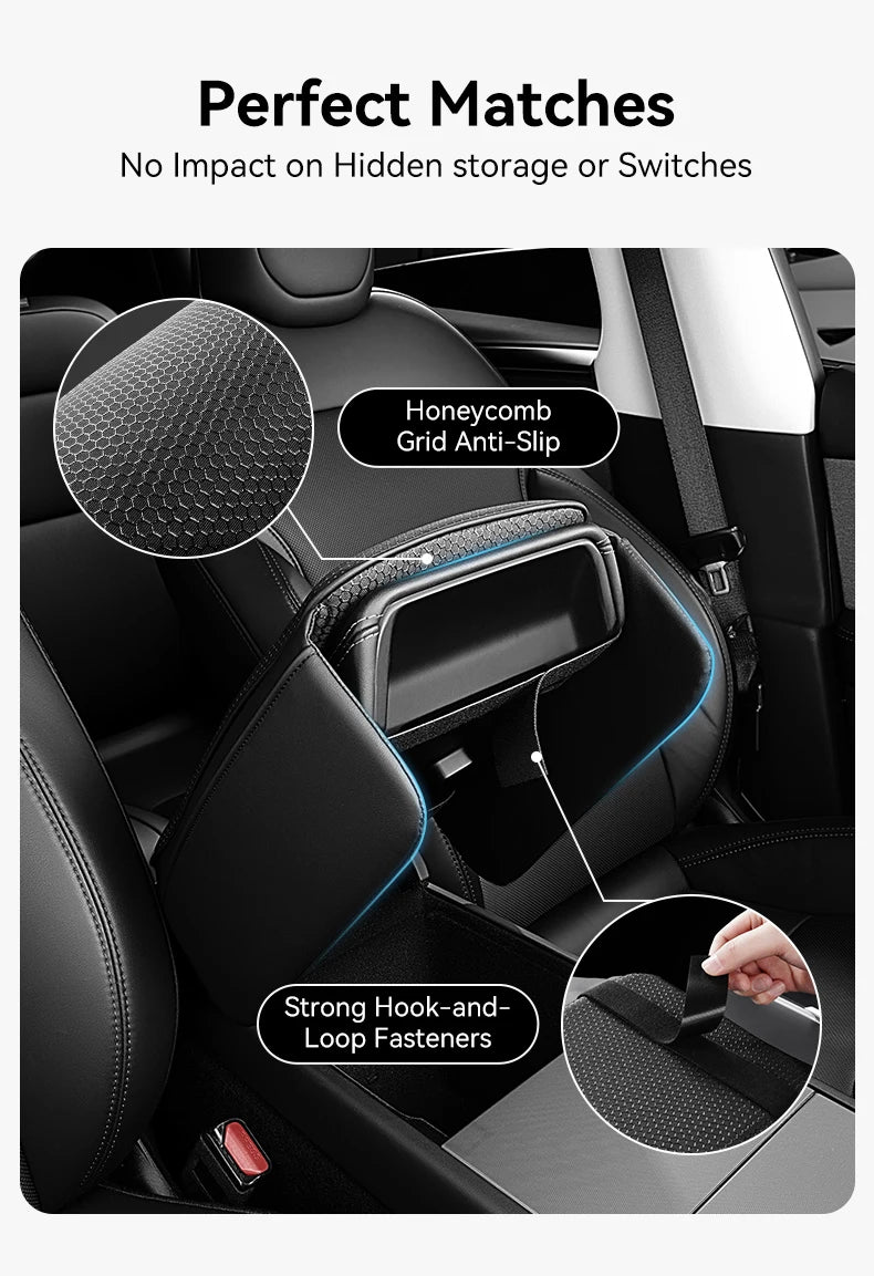 Center Console Armrest Cover with TPE and TPU Material Options, Stripe and Wavy Grain Styling for Select Tesla Model 3 Highland and Model Y Juniper Interiors