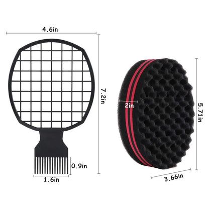 Hair Twisting Sponge Set for Men and Women, Curling Combs and Styling Tools for Textured Hair Grooming with Ten Coded Style Options