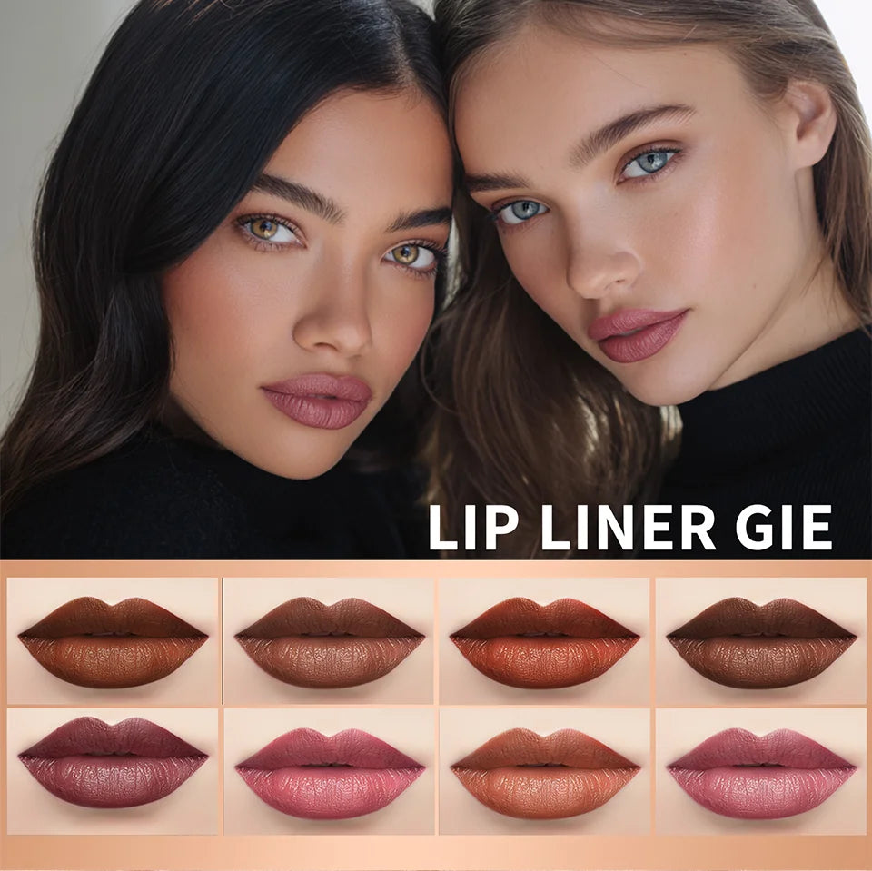 Lip Liner Stain by Lakerain with Flexible Ballpoint Felt Tip, Listed 1ml Lip Contour Makeup for Outlining, Shading and Filling with Eight Named Shade Choices