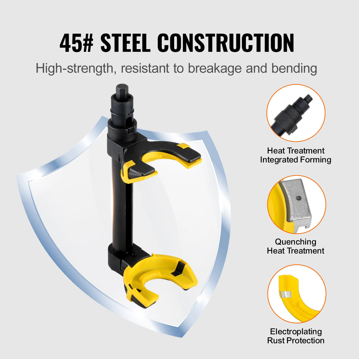 Strut Spring Compressor Kit by SucceBuy with Three Interchangeable Yoke Sizes and Heat-Treated #45 Steel for Compatible MacPherson Suspension Workshop Service