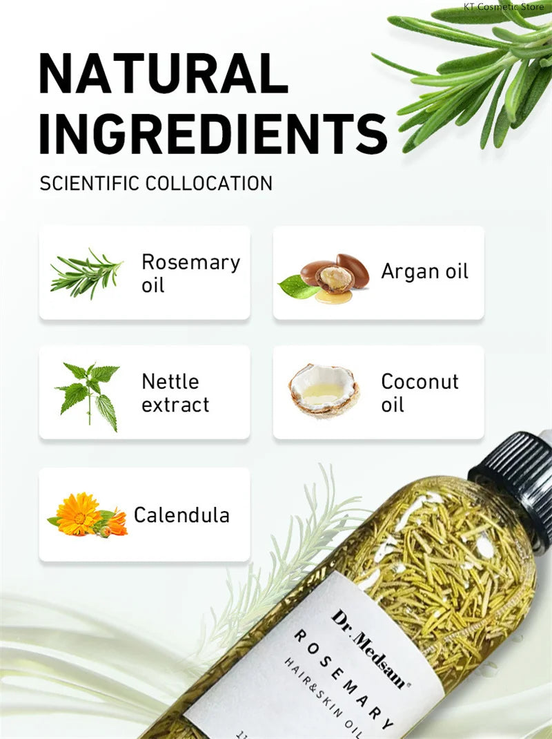 Rosemary Extract Hair Serum, 100ml Cosmetic Scalp and Hair Care with Listed Biotin, Vitamin B5, Coconut and Grape Seed Oils for Men and Women