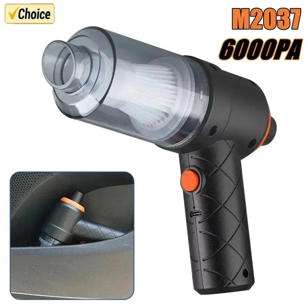 Black Mini Cordless Car Vacuum Cleaner with USB Charging, Listed 1200mAh Battery and 9000Pa Suction Reference for Vehicle Interior and Household Spot Cleaning