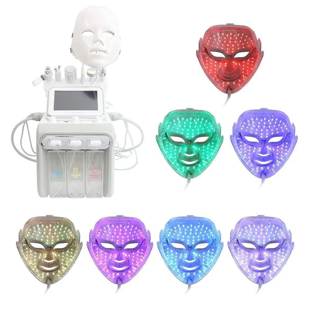 Touchscreen Hydro Facial Equipment with A/B/C Solution Tanks, Multi-Handpiece Beauty Machine References and 110v, 220v or DL Selection Labels