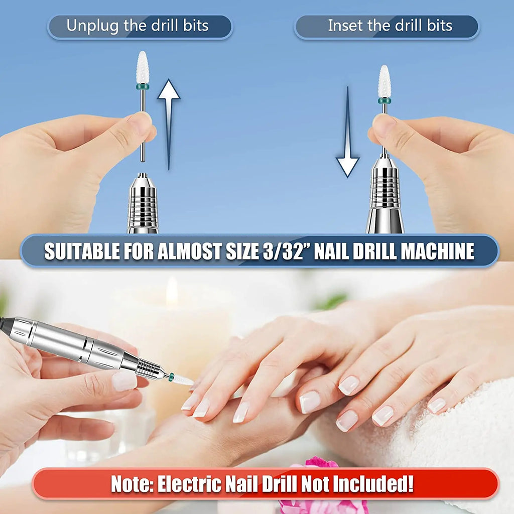 Nail Milling Cutter Set with Listed 13-Piece Assortment, Rotary Polishing Head Accessories for Compatible Manicure Machines in Twelve Numbered Options