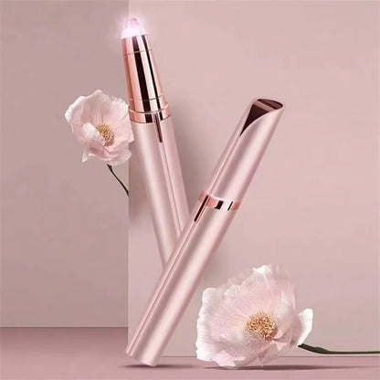 USB Rechargeable Eyebrow Trimmer in Pink Rose Gold, Compact Electric Facial Hair Grooming Tool for Brow Touch-Ups, Daily Beauty Routines and Travel
