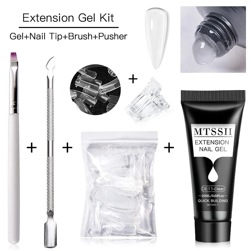 Poly Nail Extension Gel Set by Mtssii, Listed 5-Piece 20ml UV LED Curing Gel with Eight Coded Options for Adult Nail Sculpting and Manicure Designs