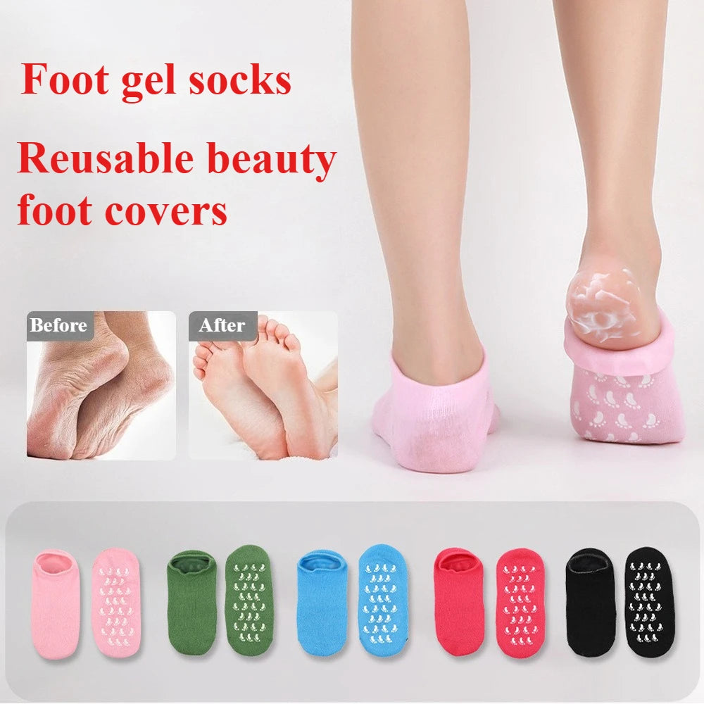 Silicone Foot Socks for Women's At-Home Moisturizing Routines, Personal Foot Care Accessory in Purple, Blue, Black, Green, Pink, White or Orange