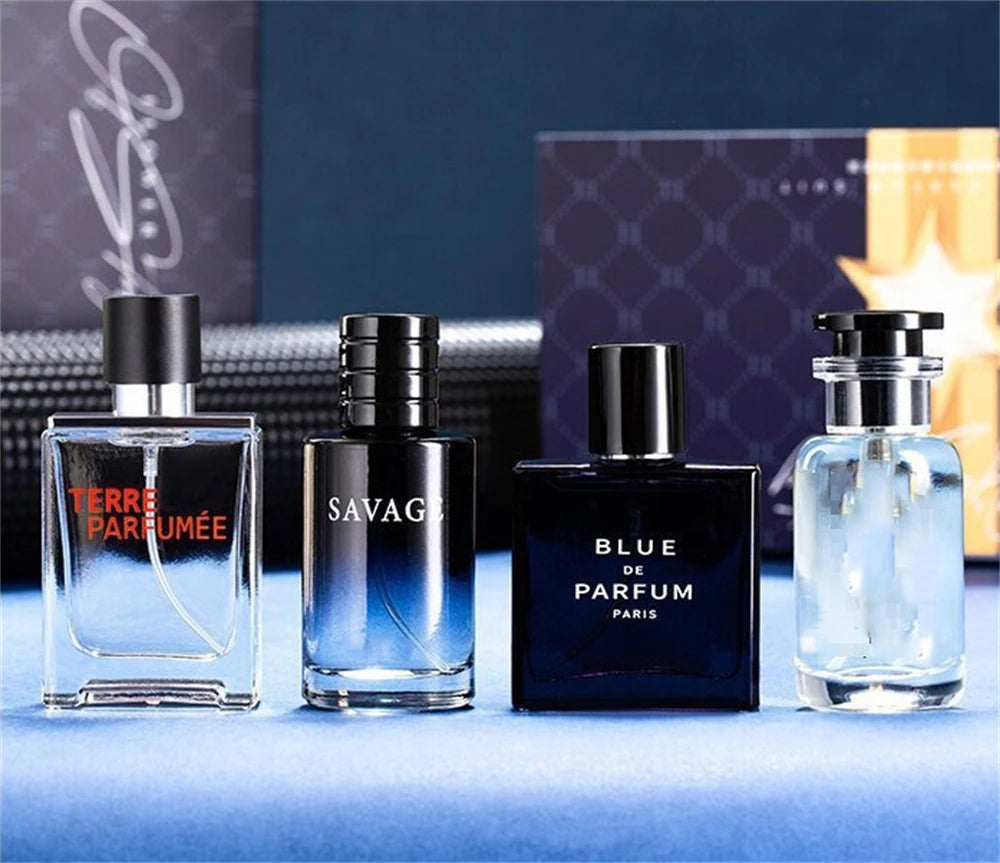 Mens Cologne Spray with 100ml Option Label and Floral Fruity Scent Reference, Gift Box and Four-Piece Set Wording for Personal Fragrance and Gift Selection