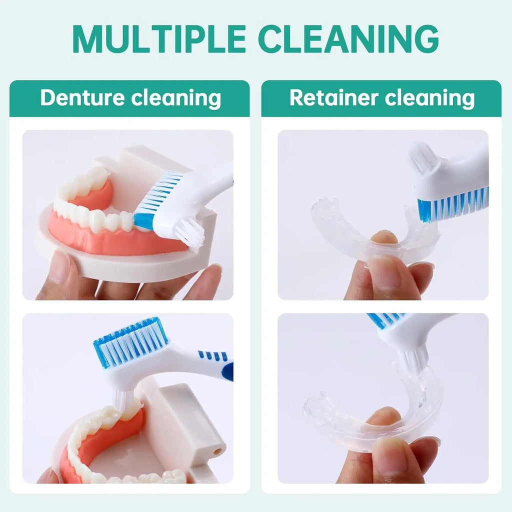 Denture Cleaning Brushes 24-Pack, Individually Wrapped Double-Sided False Teeth Brushes in Mixed Colors with Listed Soft Bristles for Personal Care Supplies
