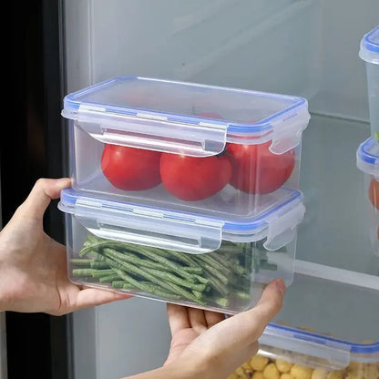 Rectangular Refrigerator Storage Box with Lid, White Plastic Food Container for Lunch Portions and Leftovers in 500ml to 2500ml or Four-Piece Set Options